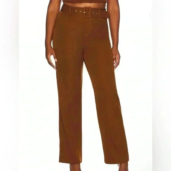 Remi X Revolve Danielle Belted Brown Pants Size 2X NWT